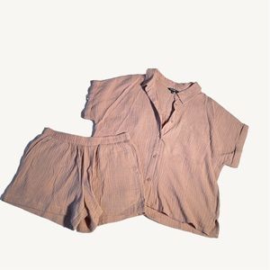 George Salmon Ish Linen Button Up Short Sleeve and Shorts Set